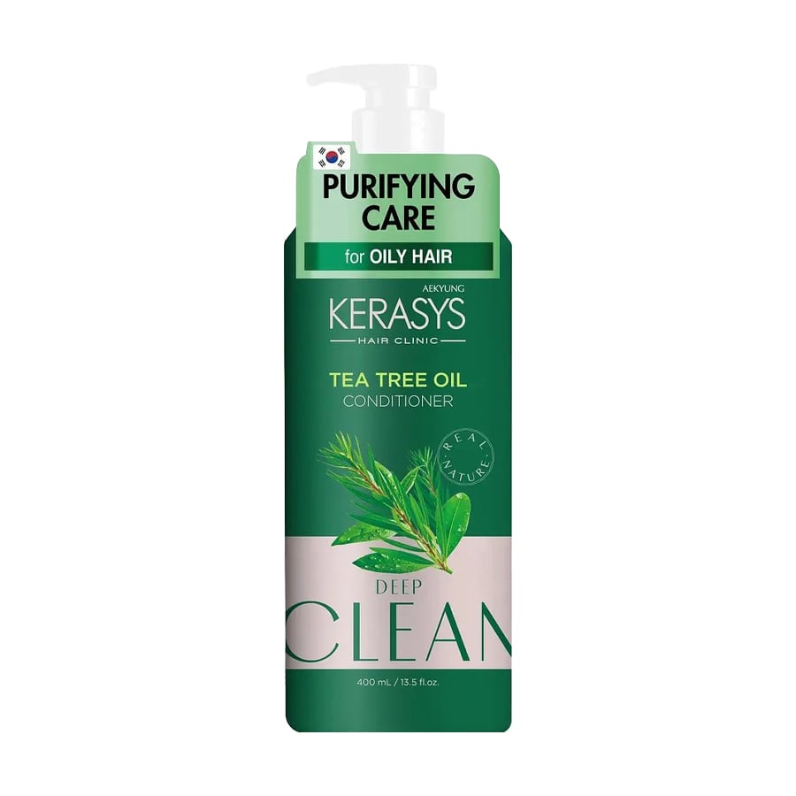 Кондиціонер для волосся KeraSys Hair Clinic Real Nature Purifying Care Tea Tree Oil Conditioner для жирного волосся та шкіри голови, 400 мл